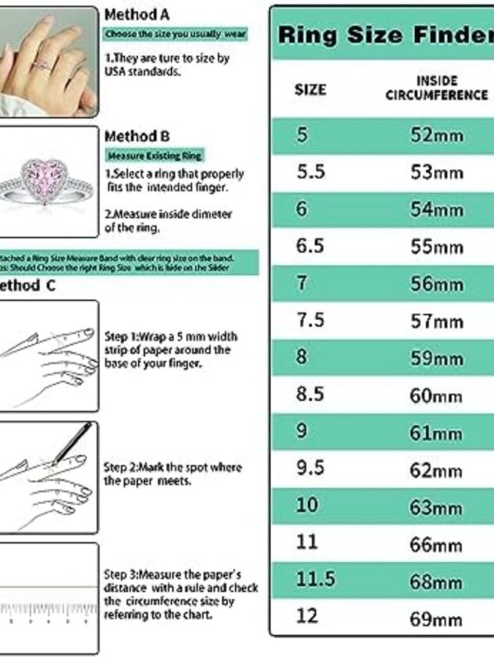 925 Sterling Silver Heart Engagement Promise Ring for Women - Elegant Gift - Picture 6 of 6